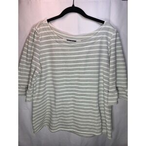 ModCloth 'Spiffed Up Saturday' Green Striped Tie-Back Ruffle Sleeve Top XL